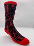 Blood Splatter Socks by CRU SOX, front right view.