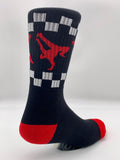 Breakdance Sock by CRU SOX, back right view.