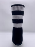 Prison Stripe Socks by CRU SOX, back view.