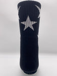 Metallic Silver Star Print Socks by CRU SOX, back view.